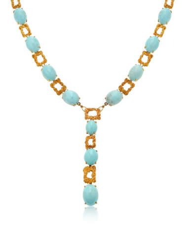 NO RESERVE | TURQUOISE AND GOLD SAUTOIR - photo 1
