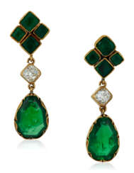 NO RESERVE | EMERALD AND DIAMOND EARRINGS