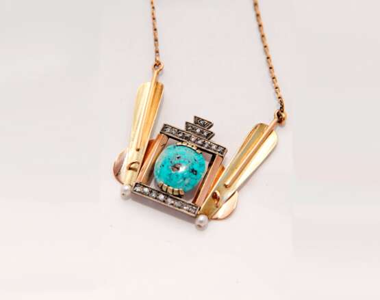“Pendant with turquoise pearls and diamonds” - photo 1