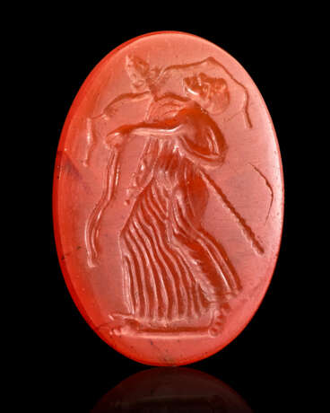 A ROMAN CARNELIAN RINGSTONE WITH A DANCING MAENAD - photo 1