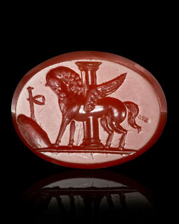 A ROMAN CARNELIAN RINGSTONE WITH PEGASUS - photo 1