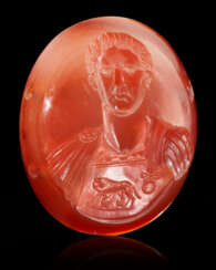 A EUROPEAN CARNELIAN GEM WITH A CUIRASSED PORTRAIT