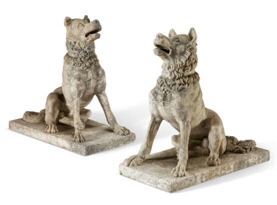 A PAIR OF ITALIAN WHITE MARBLE FIGURES OF 'DOGS OF ALCIBIADES' - photo 1
