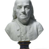 A SEVRES BISCUIT PORCELAIN BUST OF BENJAMIN FRANKLIN ON A FAUX LAPIS SOCLE - фото 1