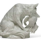 A LARGE MEISSEN WHITE PORCELAIN MODEL OF A FOX SOFT-MOUTHING A HEN - photo 2