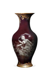 A MEISSEN PORCELAIN PLATINUM-DECORATED FAUX TORTOISESHELL GROUND VASE