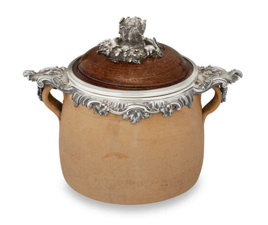 A FRENCH SILVER-MOUNTED TWO-HANDLED EARTHENWARE SOUP CROCK - photo 2