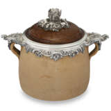 A FRENCH SILVER-MOUNTED TWO-HANDLED EARTHENWARE SOUP CROCK - photo 2