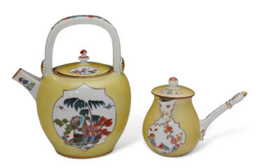 TWO MEISSEN PORCELAIN YELLOW-GROUND TEA WARES