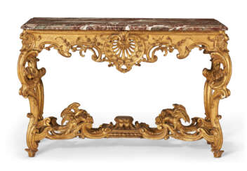 A LOUIS XV GILTWOOD CONSOLE TABLE
