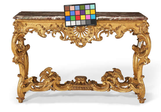 A LOUIS XV GILTWOOD CONSOLE TABLE - Foto 5