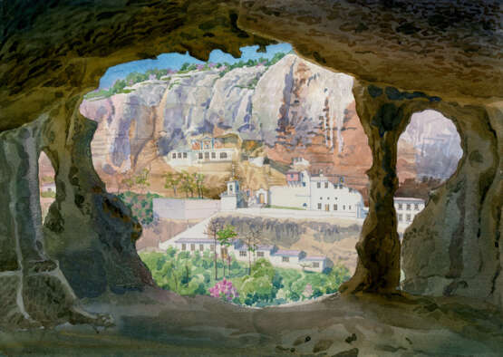 Вид из мастерской. Paper Watercolor Realism Landscape painting Russia 2000 - photo 1