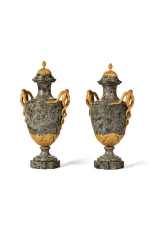 A PAIR OF NORTH EUROPEAN ORMOLU-MOUNTED GRAY GRANITE TWO-HANDLED VASES - photo 3