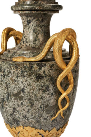A PAIR OF NORTH EUROPEAN ORMOLU-MOUNTED GRAY GRANITE TWO-HANDLED VASES - photo 6
