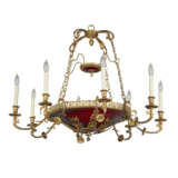 A RUSSIAN ORMOLU AND RUBY GLASS EIGHT-LIGHT CHANDELIER - фото 3