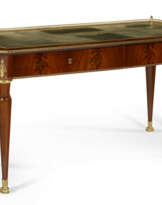 A RUSSIAN ORMOLU-MOUNTED, BRASS INLAID, AMARANTH AND MAHOGANY BUREAU PLAT