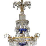 A NORTH EUROPEAN CUT-GLASS MOUNTED ORMOLU, BLUE GLASS AND ROCK CRYSTAL FOUR-LIGHT CHANDELIER - photo 2