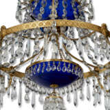 A NORTH EUROPEAN CUT-GLASS MOUNTED ORMOLU, BLUE GLASS AND ROCK CRYSTAL FOUR-LIGHT CHANDELIER - фото 3