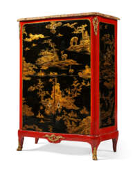 A LOUIS XV ORMOLU-MOUTNED CHINESE LACQUER AND RED-JAPANNED SECRETAIRE