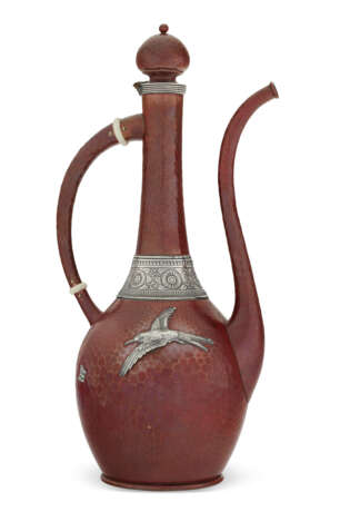 AN AMERICAN SILVER-MOUNTED COPPER TURKISH COFFEE POT AND SIMILAR VASE - photo 2
