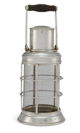 AN ELIZABETH II SILVER-PLATED AND GLASS LANTERN-FORM COCKTAIL SHAKER - photo 1