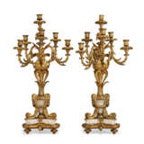 A LARGE NAPOLEON III ORMOLU AND WHITE MARBLE DOUBLE-SIDED THREE-PIECE CLOCK GARNITURE - photo 2