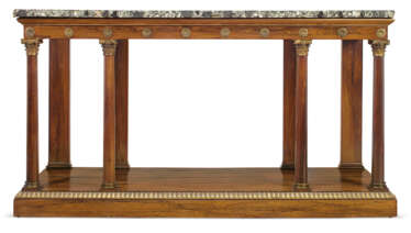 A GEORGE IV GILT BRASS-MOUNTED AND PARCEL-GILT ROSEWOOD SIDE TABLE