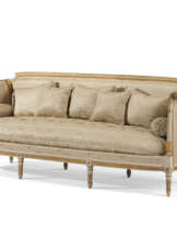 A LOUIS XVI WHITE-PAINTED AND PARCEL-GILT CANAPE