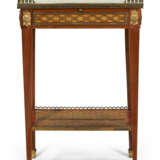 A LOUIS XVI ORMOLU-MOUNTED TULIPWOOD, FRUITWOOD AND GREEN-STAINED DOT-TRELLIS PARQUETRY TABLE A ECRIRE - photo 1