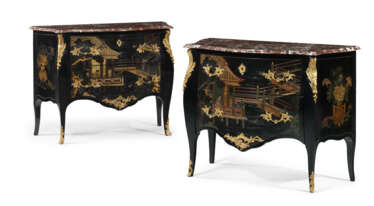 A PAIR OF FRENCH ORMOLU-MOUNTED LACQUER COMMODES