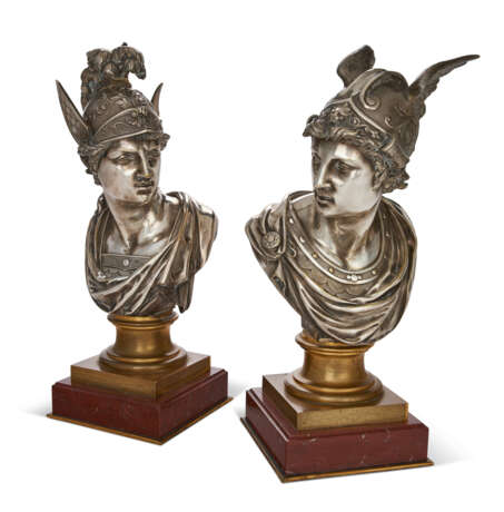 A PAIR OF FRENCH SILVERED-BRONZE MYTHOLOGICAL BUSTS - photo 1
