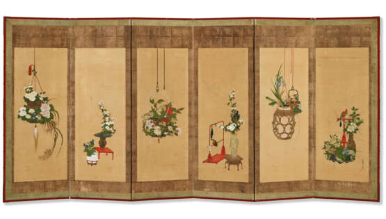 A JAPANESE SIX-PANEL SCREEN - фото 1