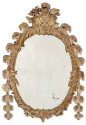 A QUEEN ANNE GREY-PAINTED MIRROR