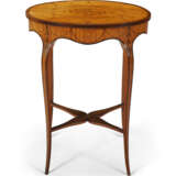 A GEORGE III AMARANTH-BANDED SATINWOOD AND MARQUETRY OVAL WORK TABLE - фото 3