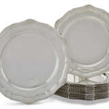 A SET OF FOURTEEN MATCHING ELIZABETH II SILVER PLACE PLATES - photo 1
