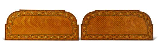 A PAIR OF GEORGE III POLYCHROME-PAINTED, TULIPWOOD-BANDED AND SATINWOOD BREAKFRONT SIDE TABLES - photo 2
