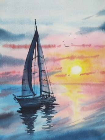 Under sail Watercolor paper Watercolor Акварельная живопись Marine art Ukraine 2021 - photo 4