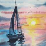 Under sail Watercolor paper Watercolor Акварельная живопись Marine art Ukraine 2021 - photo 4