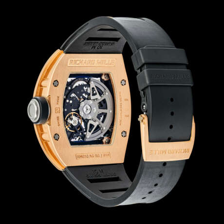 RICHARD MILLE. AN 18K PINK GOLD AUTOMATIC SEMI-SKELETONISED WRISTWATCH WITH SWEEP CENTRE SECONDS AND DATE - фото 2