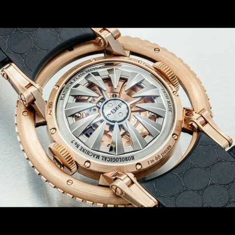 MB&F. A RARE AND UNUSUAL 18K PINK GOLD AND BLACK ENAMEL LIMITED EDITION AUTOMATIC TOURBILLON WRISTWATCH - photo 3