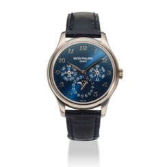 PATEK PHILIPPE. AN 18K WHITE GOLD AUTOMATIC PERPETUAL CALENDAR WRISTWATCH WITH MOON PHASES, 24 HOUR, LEAP YEAR INDICATION AND BREGUET NUMERALS