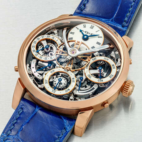 MB&F. A RARE 18K PINK GOLD LIMITED EDITION SEMI-SKELETONISED PERPETUAL CALENDAR WRISTWATCH WITH RETROGRADE LEAP YEAR INDICATION AND POWER RESERVE - Foto 2