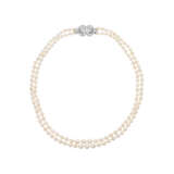NATURAL PEARL NECKLACE WITH CARTIER ART DECO DIAMOND BROOCH-CLASP - Foto 1