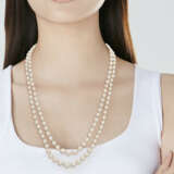 NATURAL PEARL NECKLACE WITH CARTIER ART DECO DIAMOND BROOCH-CLASP - фото 2