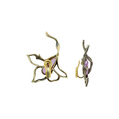 JAR PINK TOPAZ AND DIAMOND `FLEURS` EARRINGS - photo 3