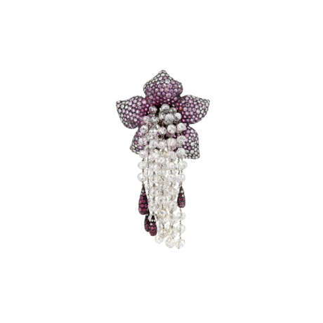 JAR THREE DIAMOND, RUBY AND COLORED SAPPHIRE `FLEUR-POMPONS` BROOCHES - фото 5