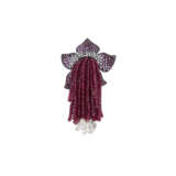 JAR THREE DIAMOND, RUBY AND COLORED SAPPHIRE `FLEUR-POMPONS` BROOCHES - photo 7