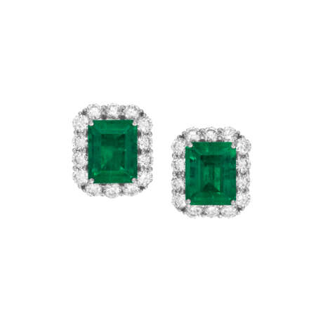 EMERALD AND DIAMOND EARRINGS - Foto 1