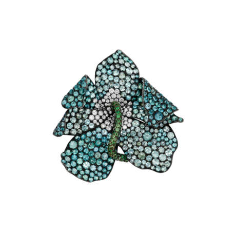 JAR PAIR OF SAPPHIRE, DIAMOND, TOURMALINE AND GREEN GARNET `GREEN ORCHID` BROOCHES - photo 3