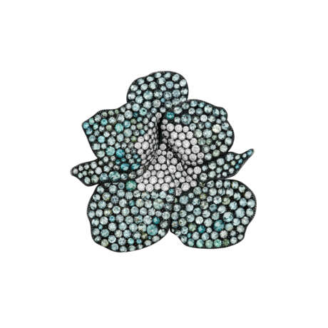 JAR PAIR OF SAPPHIRE, DIAMOND, TOURMALINE AND GREEN GARNET `GREEN ORCHID` BROOCHES - Foto 5